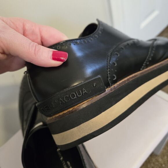 Alessandro Dell'acqua Oxford Dressy Shoes Men’s Slip on Perforated Leather Sz 8 - Picture 8 of 16